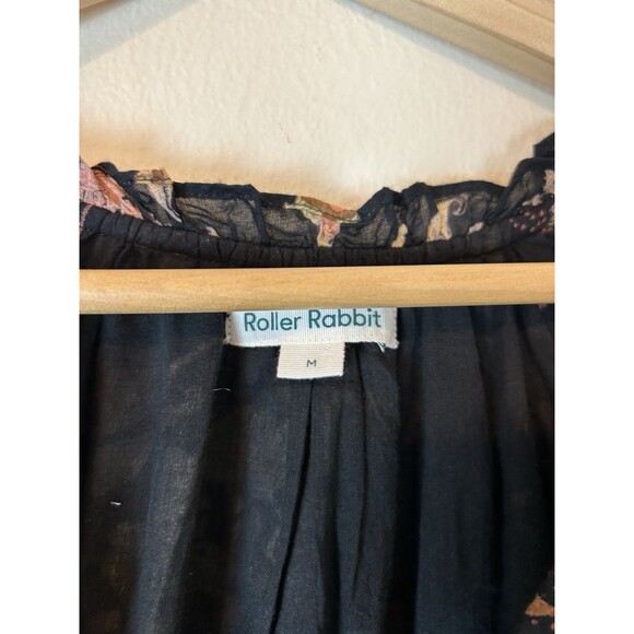 Roller Rabbit M Jumpsuit Romper Floral Ruffle Peasant Boho Garden Party - Picture 3 of 5